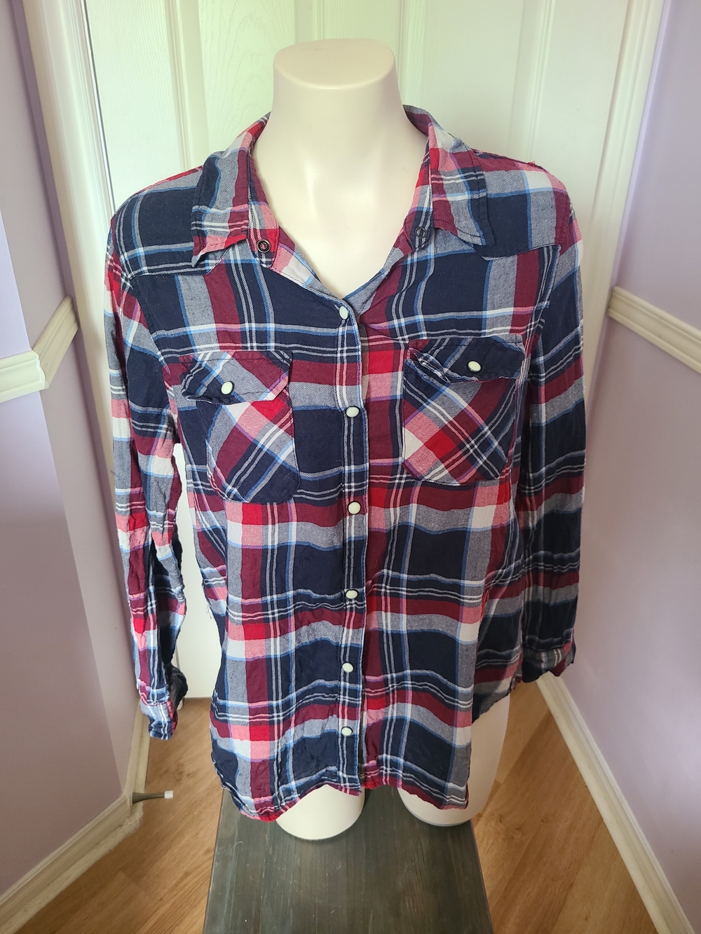 Forever 21 Red and Navy Plaid Shirt